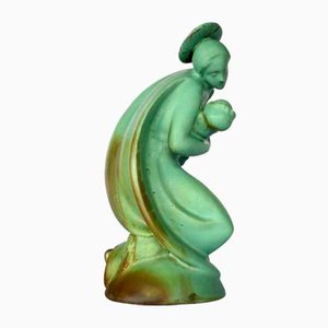 Italian Art Deco Pottery Madonna Maternity Sculpture by Mario Morelli, 1930s
