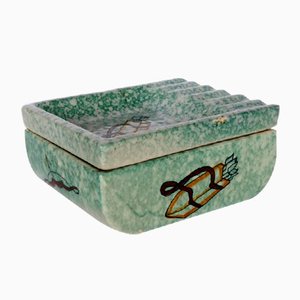 Italian Art Deco Cupid Ceramic Ashtray Box by Nino Strada for CIMA Perugia, 1930s