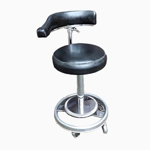Leather & Chromed Steel Doctor's Swivel Chair, 1970s