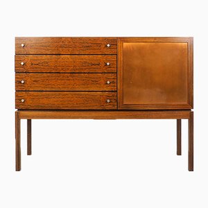 Rosewood and Brass Sideboard with Bar Section, 1960s