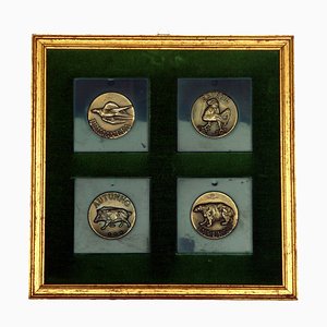 Medallas de bronce de las estaciones de Luciano Minguzzi, años 60. Juego de 4