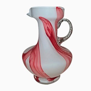 White & Red Glass Carafe, 1950s