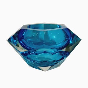 Cuenco Mid-Century de cristal azul, años 60
