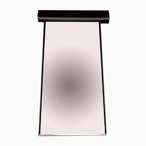 Miroir d'Armoire Vintage en Teck avec Bande d'Aluminium et Luminaire en Teck, 1970s, Set de 2