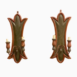 Applique vintage in legno, anni '20, set di 2