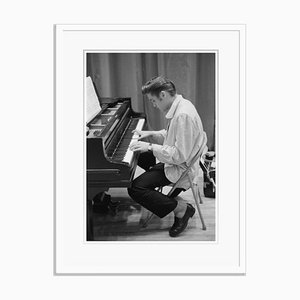 Elvis at the Piano Archival Pigment Print Framed in White by Phillip Harrington