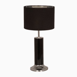 Lámpara de mesa vintage de cromo y metal esmaltado en negro de Goffredo Reggiani, años 70