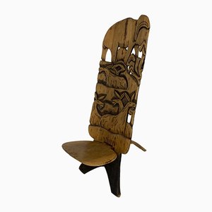 African Hand Carved Tribal Chair, 1960s