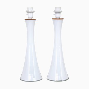 Lampes Mid-Century en Verre Opalin de Bergboms, Set de 2