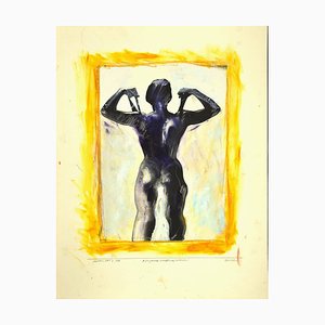 Sergio Barletta - Wrestling Woman - Original Mixed Media by Sergio Barletta - 1995