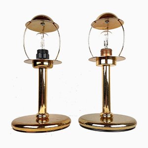 Lámparas de mesa de metal dorado de Sijaj Hrastnik. Juego de 2