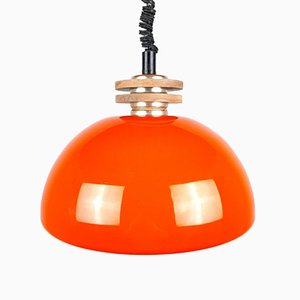 Mid-Century Orange Glass Pendant Lamp, 1970s