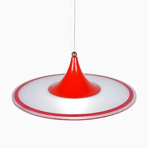 Lampe à Suspension Mid-Century Rouge, Italie, 1960s