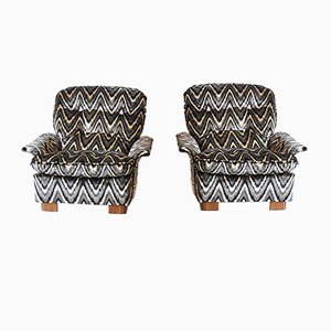 Sillones italianos de madera curvada y tela Missoni, años 70. Juego de 2