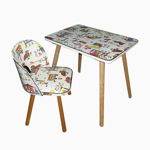 Vintage Craft Tisch & Stuhl für Kinder, 1970er, 2er Set