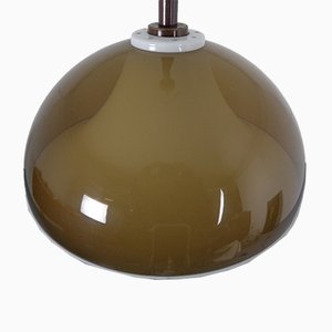 Lampada da soffitto in plastica marrone e bianca di Stilux Milano, anni '60