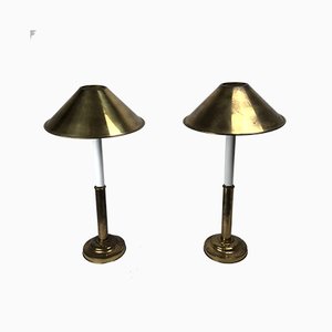 Brass and Lacquered Table Lamps by Tommaso Barbi, 1970s, Set of 2