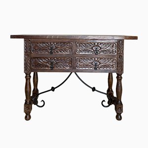20th-Century Spanish Carved Walnut Console Table