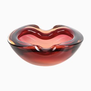 Mid-Century Italian Ruby Red Murano Sommerso Glass Bowl or Ashtray, 1960s