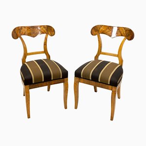 Set di sedie a paletta Biedermeier in noce, XIX secolo