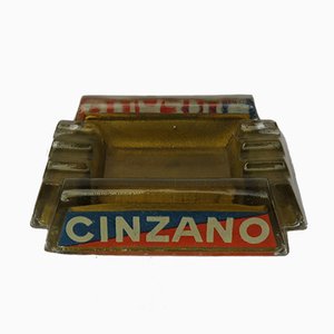 Vintage French Art Deco Glass Cinzano Ashtray