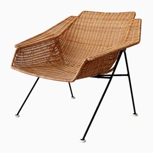 Mid-Century Wicker Lounge Chair, Sweden, 1950s