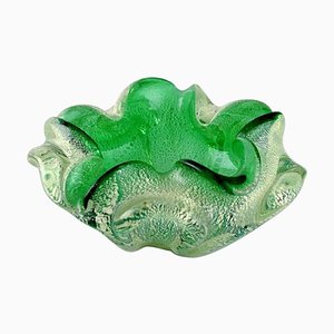 Mundgeblasene Murano Schüssel aus Grünem Kunstglas, 1960er