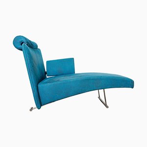 Chaise longue moderna in velluto blu
