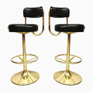 Schwedischer industrieller Mid-Century Barhocker aus Messing von Borje Johanson