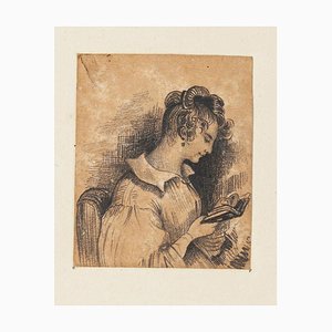 Adolphe-Félix Cals, Portrait of Woman, China Pencil on Paper, Late 19th Century