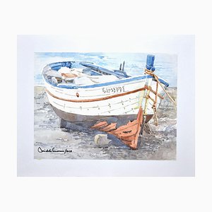 Michele Cascarano, Boat, Aquarelle sur Carton, 2018