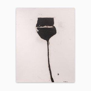 Baribeau, gambo nero # 12, 2019, antracite e olio su carta