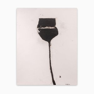 Baribeau, Stem In Black # 12, 2019, carbón vegetal y aceite sobre papel