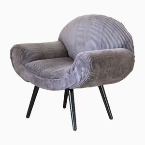 Art Deco Velvet Lounge Chair, 1940s