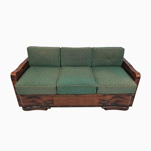 Art Deco Walnut Sofa Bed, 1940s