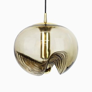 Large German Smoked Glass Pendant Light by Koch & Lowy for Peill & Putzler, 1970s