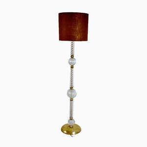 Lampadaire en Laiton et Verre Murano de Barovier & Toso, 1940s