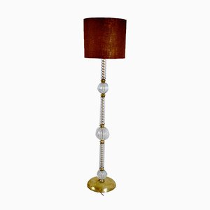 Lámpara de pie de latón y cristal de Murano de Barovier & Toso, años 40