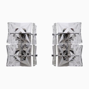 Moderne Mid-Century Wandleuchten aus Kristallglas von Kinkeldey, 1960er, 2er Set