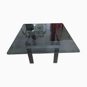 Mid-Century Wood, Chromed Metal & Glass Dining Table