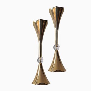 Gold Plated Candleholders from Asmussen, 1960s, Set of 2