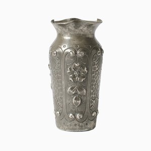 Hand-Chased Pewter Vase by F. Cortesi, 1930s