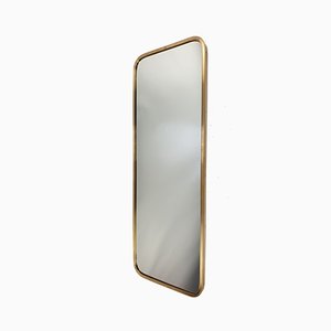 Italian Crystal Wall Mirror with Brass Frame, 1950s