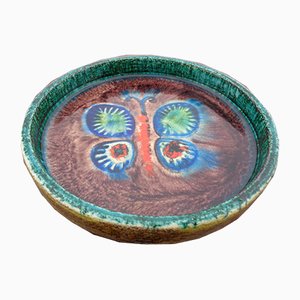 Majolica Butterfly Ceramic Bowl, 1960s