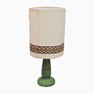 Lámpara de mesa de cerámica verde, años 50