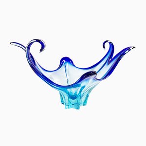 Vaso vintage in vetro di Murano blu, anni '60