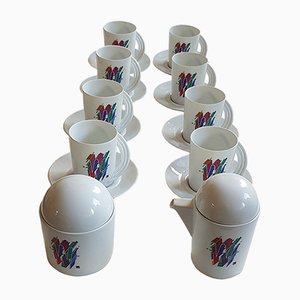 Alphabet Letter W Coffee Set by Marcello Morandini for Rosenthal, 1989, Set of 10