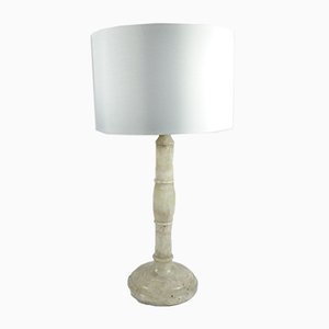 Agate Stone Table Lamp with Satin Lampshade, 1970s