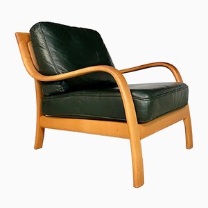 Danish Bentwood & Leather Lounge Chair from Komfort, 1970s