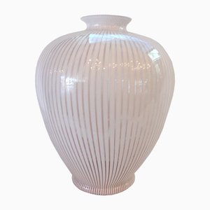 Amphora Vase aus weißem & rosafarbenem Murano Glas von Franco Valmarana, 1970er